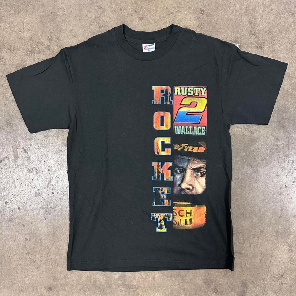 Vintage 90s Rusty Wallace #2 NASCAR Graphic T-shirt Size Large